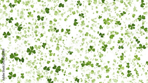 Four Clover with snow in winter season, Lucky clover leaves with four leaf,Clover flowers background,Patricks day,Spring flower pattern,St. Patrick s day seamless pattern,copy space.