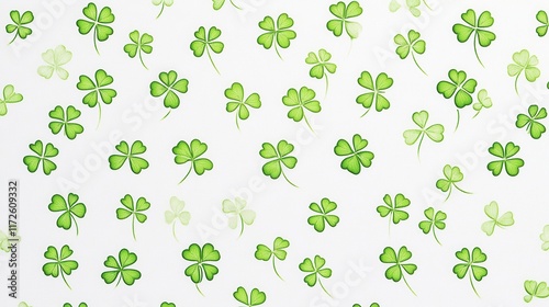Four Clover with snow in winter season, Lucky clover leaves with four leaf,Clover flowers background,Patricks day,Spring flower pattern,St. Patrick s day seamless pattern,copy space.
