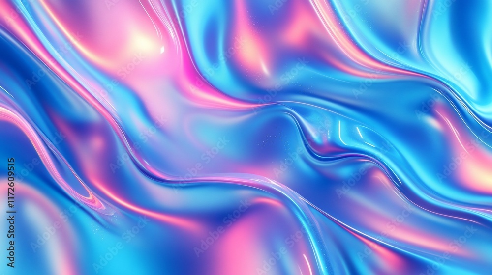 Abstract iridescent holographic fluid background with pink and blue swirls. Abstract iridescent holographic fluid background with pink and blue swirls.
