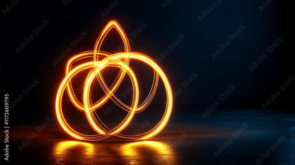 Abstract glowing orange light trails form intricate design Abstract glowing orange light trails form intricate design
