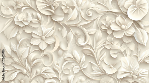 Ornate floral pattern relief design with intricate details