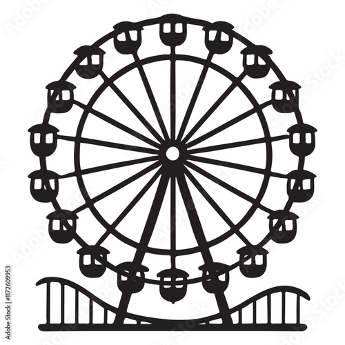 Ferris Wheel Silhouette Illustration Amusement Park Attraction