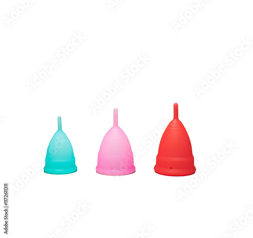 Canvas Print Menstrual cups different sizes, on a white background, Eco-Friendly alternate to