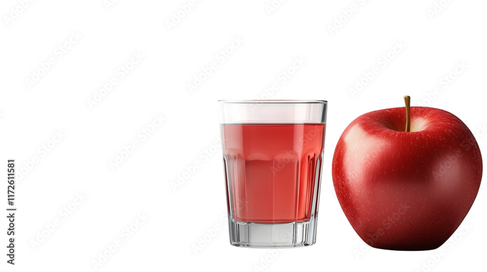 fresh red apple and glass isolated on white transparent background fresh red apple and glass isolated on white transparent background