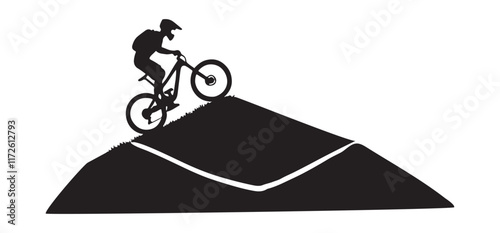 Mountain Biking Silhouette Illustration A Thrilling Downhill Ride