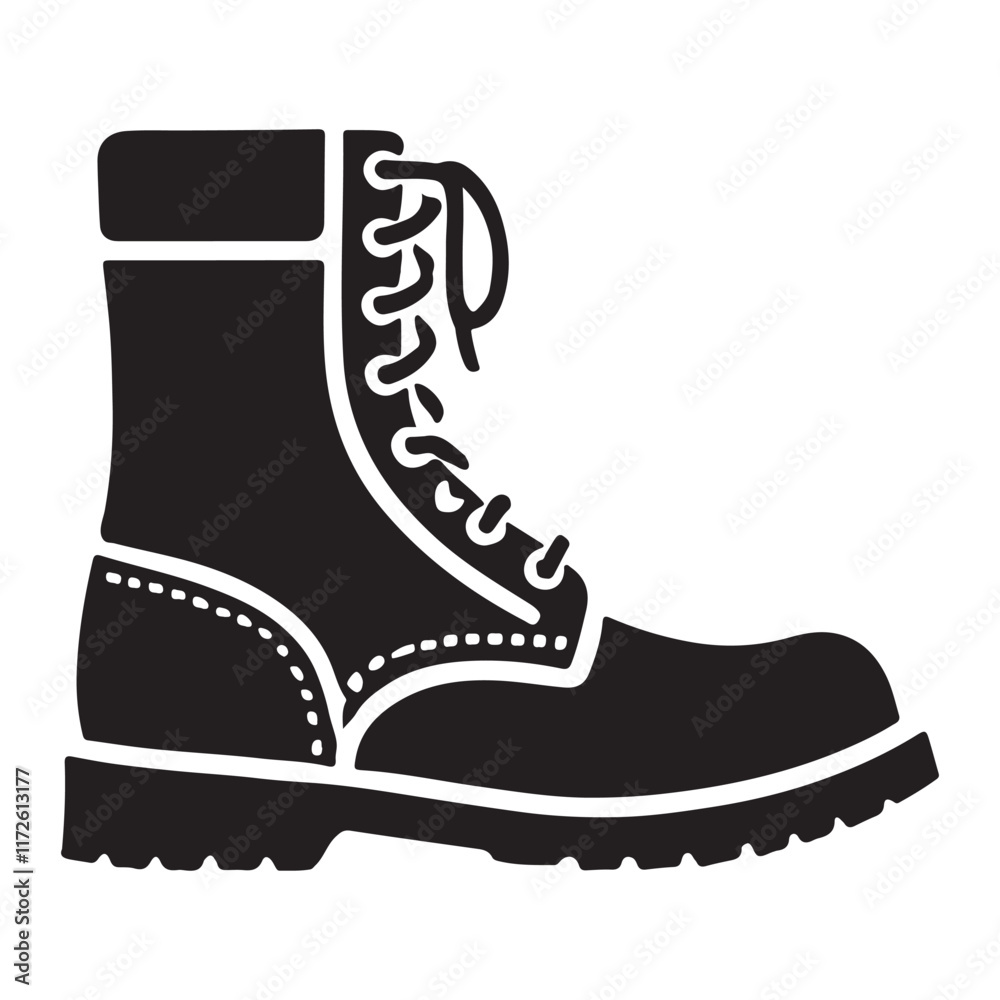 Military Boot Silhouette Illustration Sturdy Footwear Military Boot Silhouette Illustration Sturdy Footwear