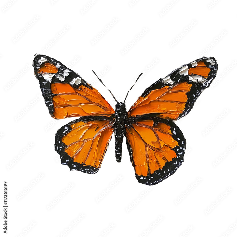 Monarch's Serenity: A close-up shot showcasing the exquisite details of a monarch butterfly, wings spread in delicate splendor against a crisp backdrop. Monarch's Serenity: A close-up shot showcasing the exquisite details of a monarch butterfly, wings spread in delicate splendor against a crisp backdrop.