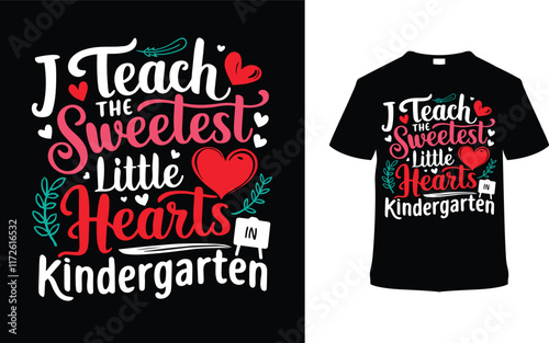 Sweetest Little Hearts In Kindergarten T-shirt Design, apparel, vector illustration, graphic template, print on demand, textile fabrics, retro style, typography, vintage, eps 10, valentine's day tee