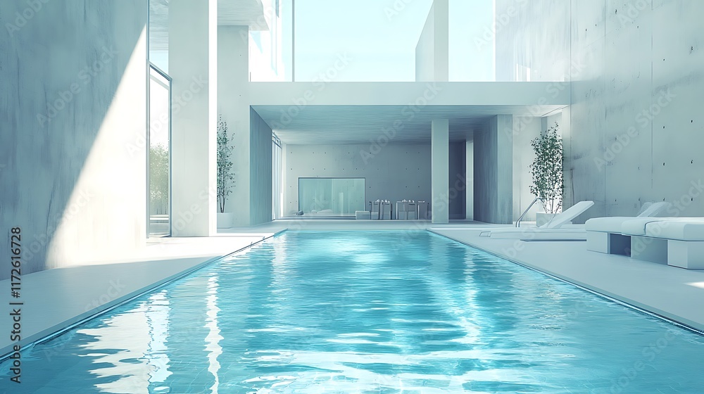 Obraz premium Serene Indoor Pool in Modern Minimalist Home