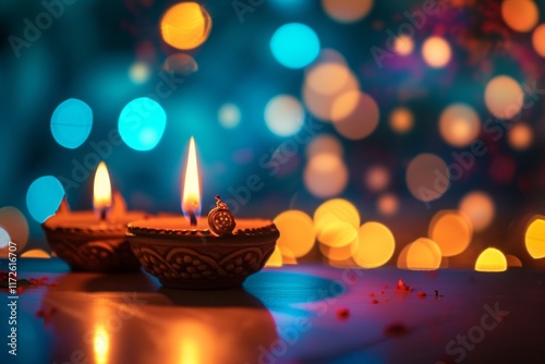 Beautifully illuminated diwali lanterns glowing against a vibrant festive background on the occasion of the diwali festival photo