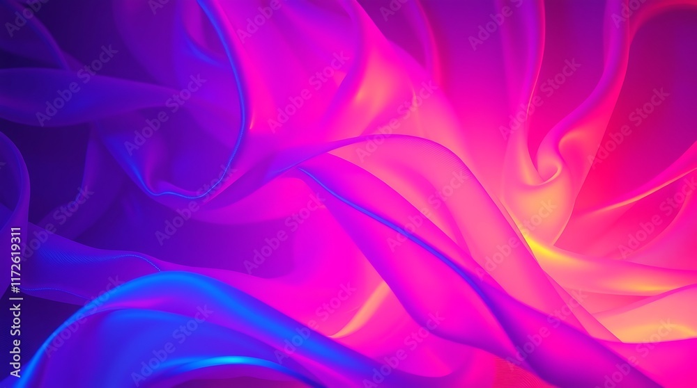 Fototapeta premium liquid wavy shapes futuristic banner. Glowing retro waves background