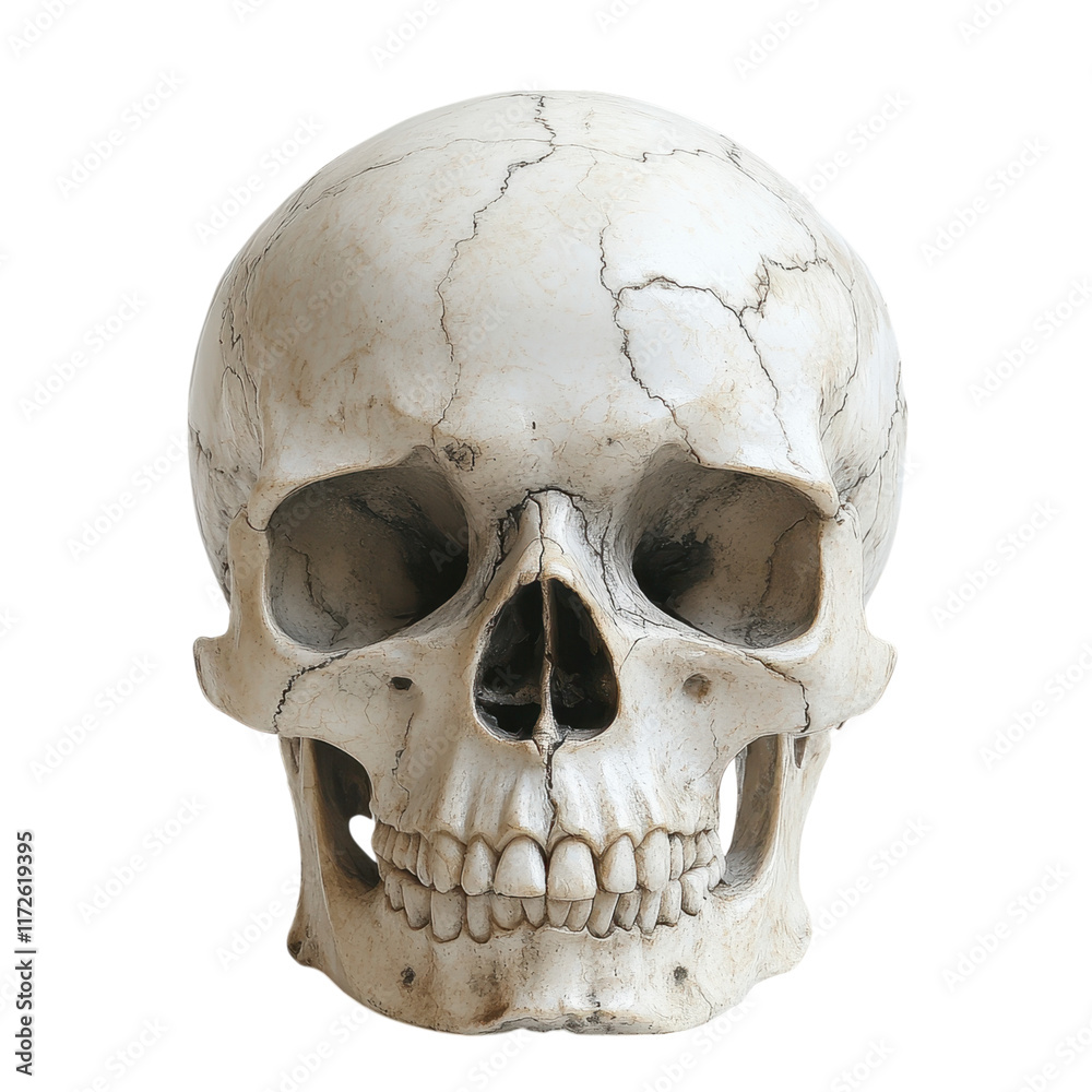 Obraz premium Minimalist skull design on a clean white backdrop, emphasizing shape and form with a striking simplicity and modern aesthetic.