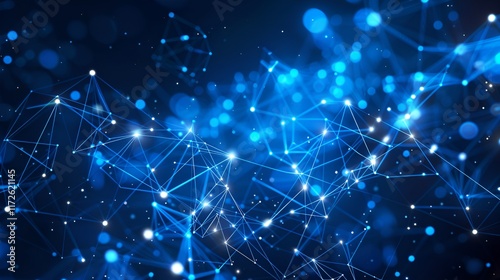 3D abstract blue geometric line on dark blue background texture