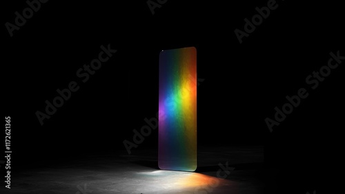 A rainbow-colored mirror on a dark background is a symbol of LGBT+ pride and self-identification photo