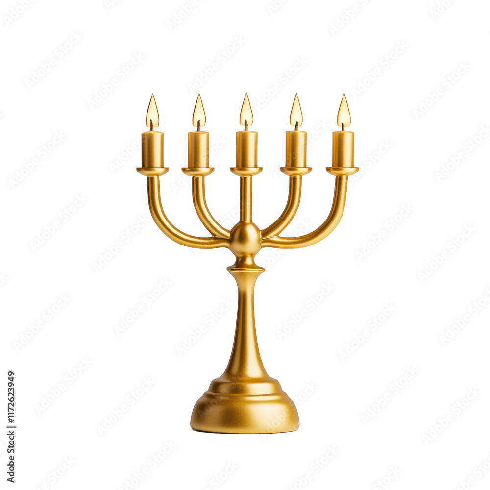 Elegant Golden Menorah with Nine Lit Candles Elegant Golden Menorah with Nine Lit Candles