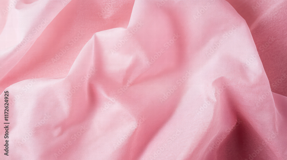 Obraz premium Soft pink fabric with wrinkled texture, perfect for minimalist decor. gentle hue adds calming touch to any space, enhancing overall aesthetic appeal