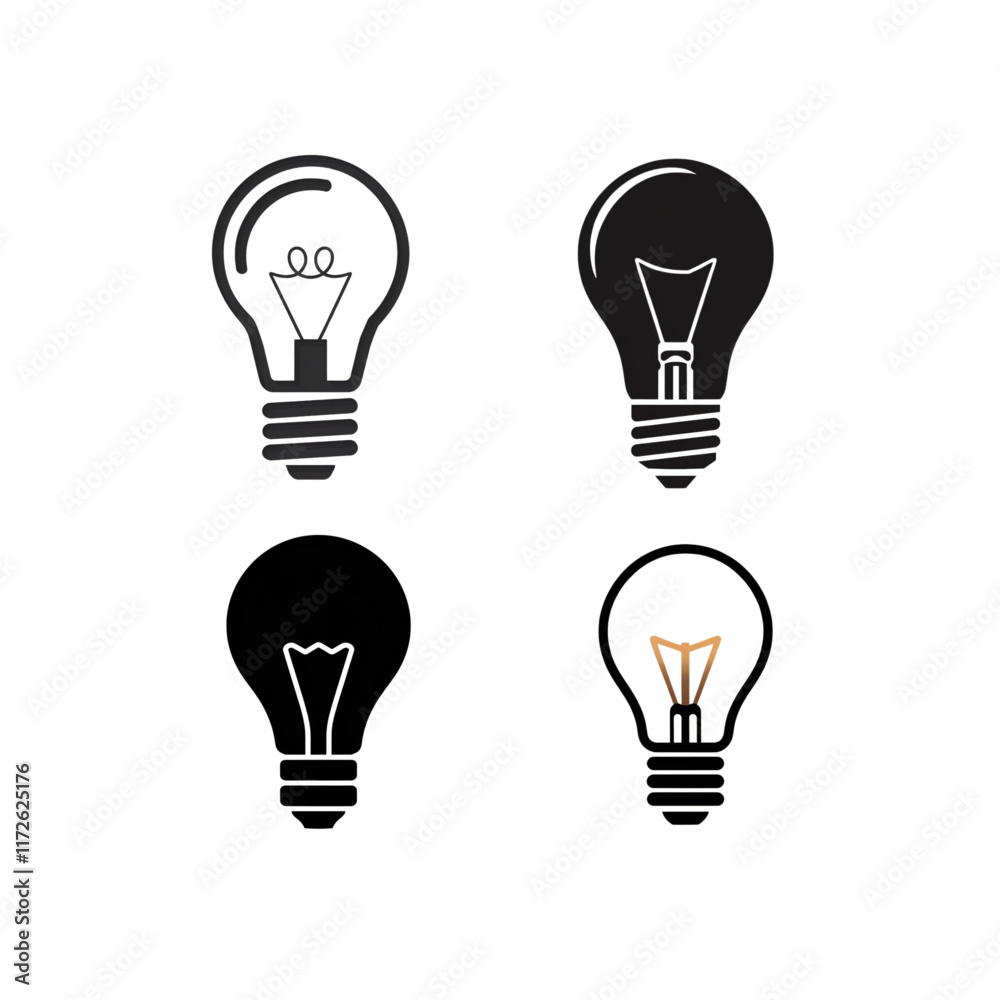 light bulb icon set isolated on white background. Cutout illustration. light bulb icon set isolated on white background. Cutout illustration.