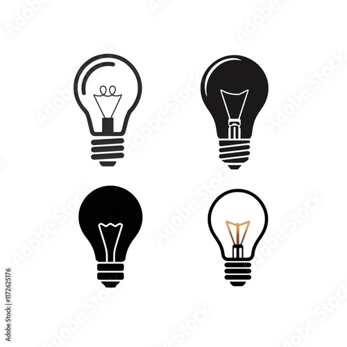 light bulb icon set isolated on white background. Cutout illustration. 