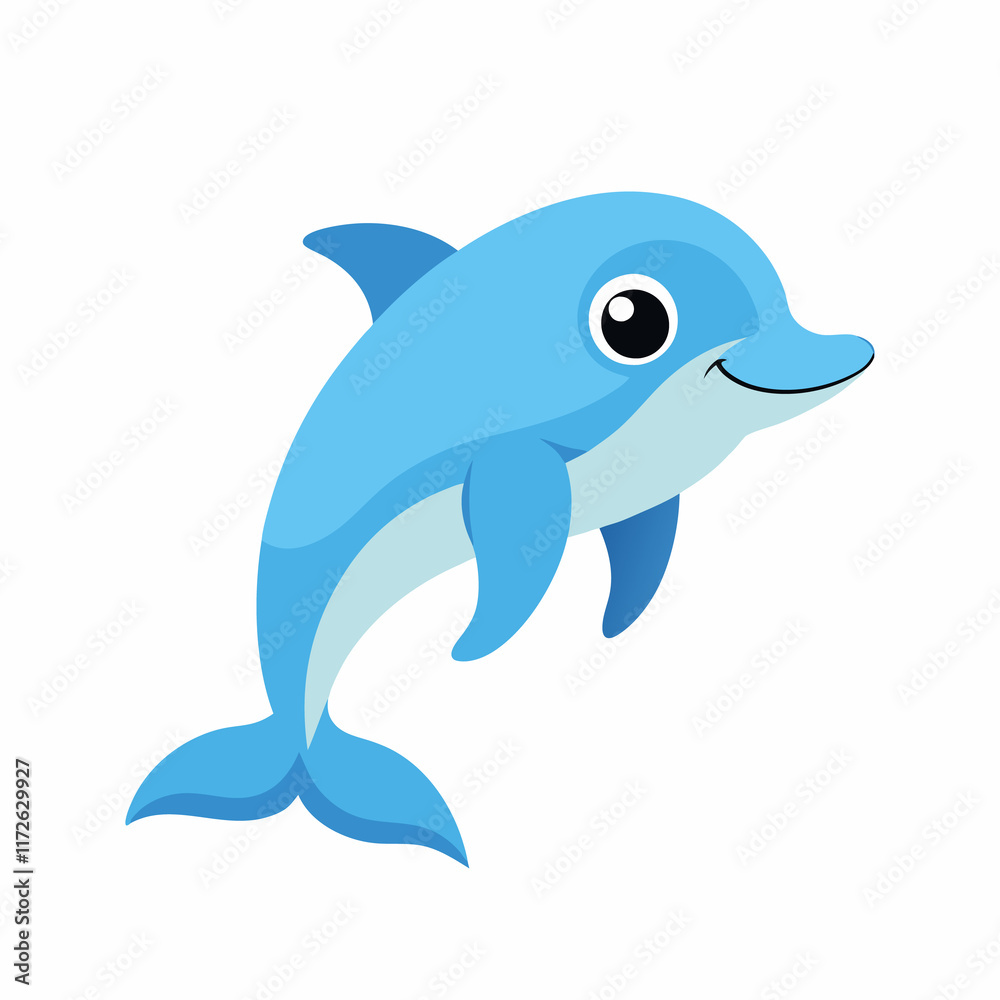 Cute cartoon dolphin jumping isolated on white background Cute cartoon dolphin jumping isolated on white background