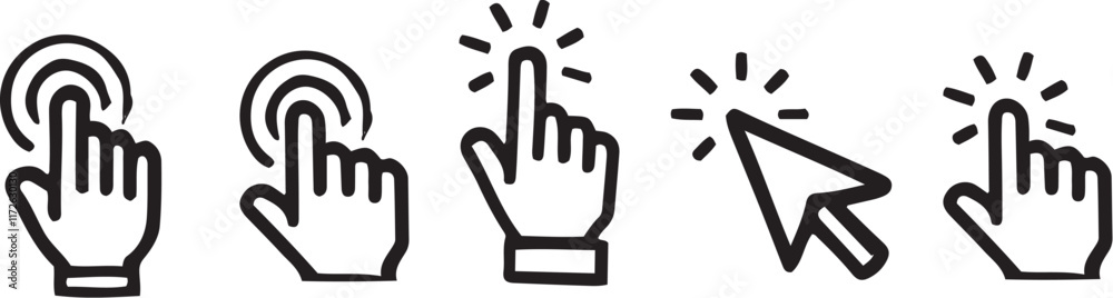 Vector Hand Cursor Icons Set - Click, Point, and Navigate in Style Vector Hand Cursor Icons Set - Click, Point, and Navigate in Style