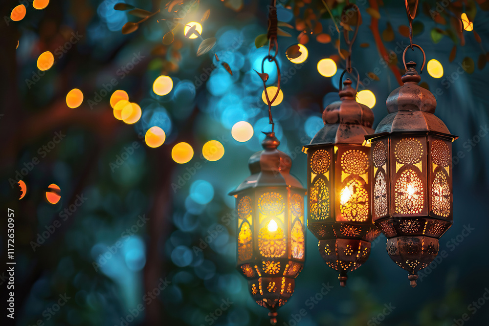 Beautiful greeting card with holiday composition for happy celebrate Ramadan, abstract vivid composition consists of fictional unreal fantastic vision on background Beautiful greeting card with holiday composition for happy celebrate Ramadan, abstract vivid composition consists of fictional unreal fantastic vision on background