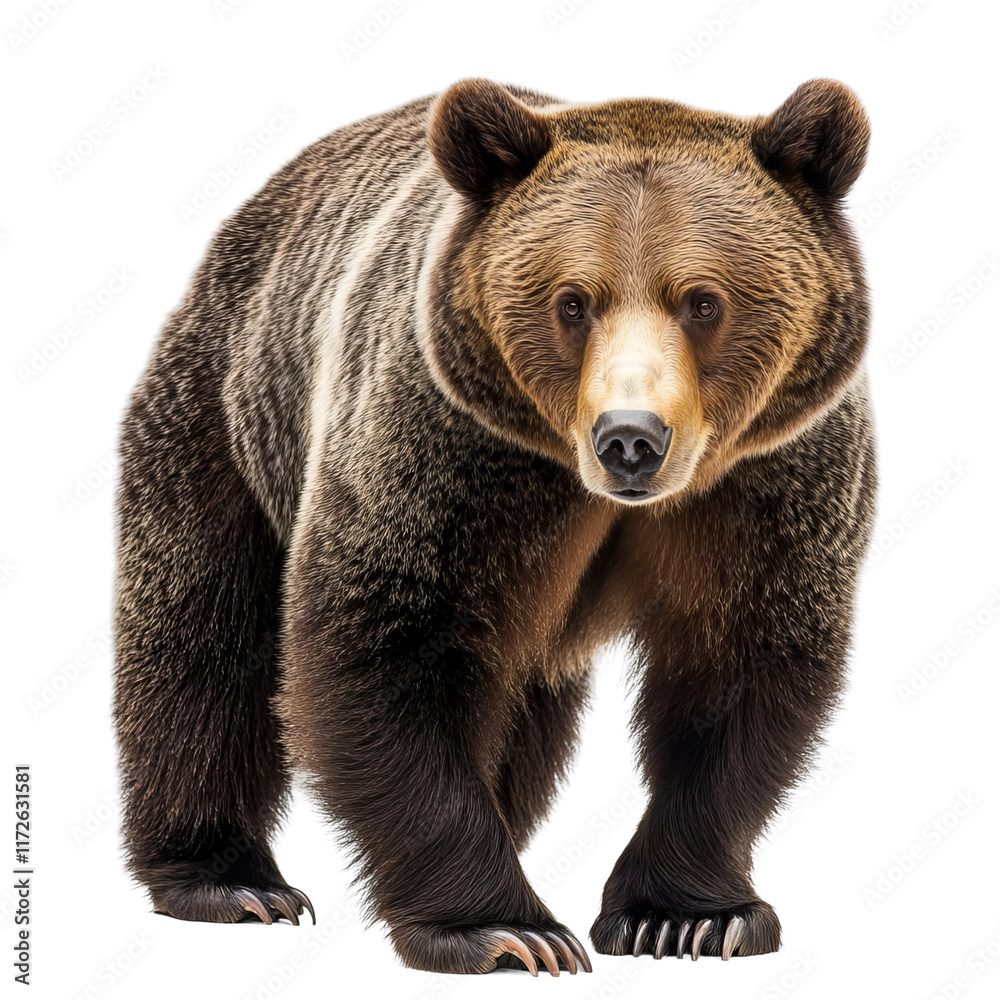 Fototapeta premium Walking brown bear animal wildlife isolated on a white background