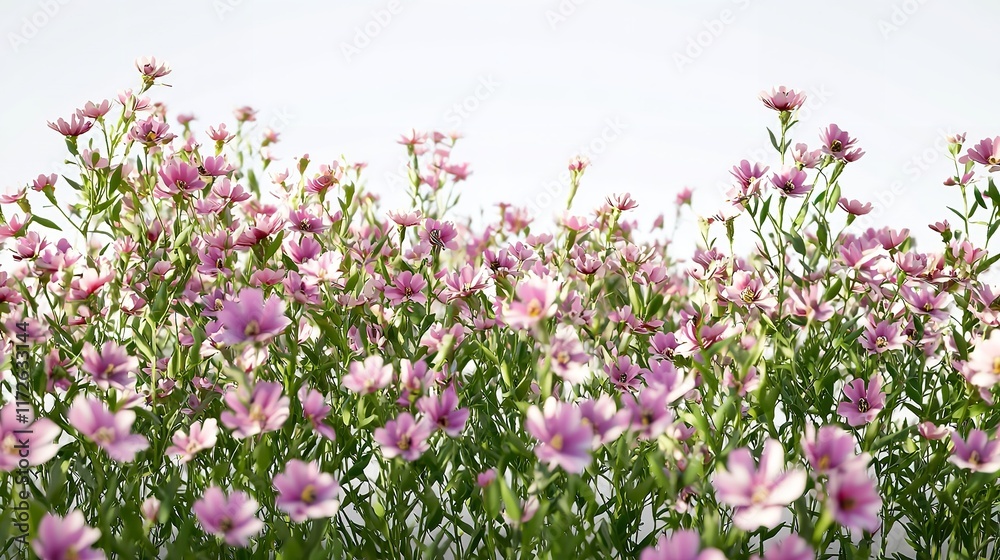 Spring Flowers in Full Bloom on White Background Spring Flowers in Full Bloom on White Background