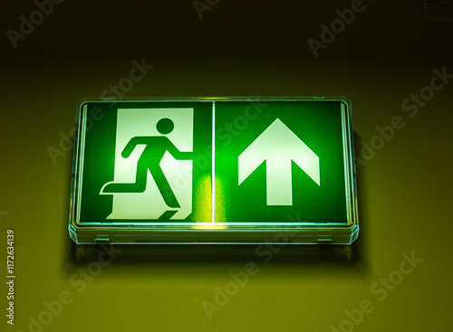 emergency evacuation safety sign on the wall