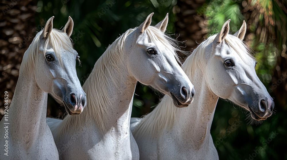 Obraz premium Majestic White Horses in Nature