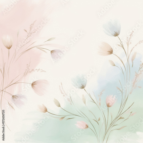 Beautiful flying pastel pink flowers at blue background, creative floral layout, high resolution image photo