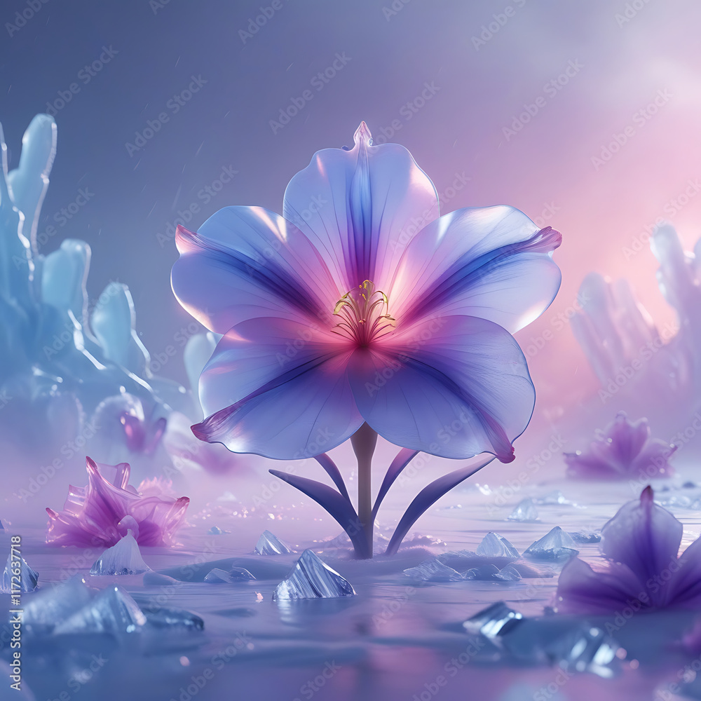 beautiful soft kamboja flower on icy background, created by geneative ai beautiful soft kamboja flower on icy background, created by geneative ai