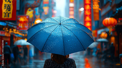 Wallpaper Mural Rainy Night Cityscape with Umbrella Torontodigital.ca