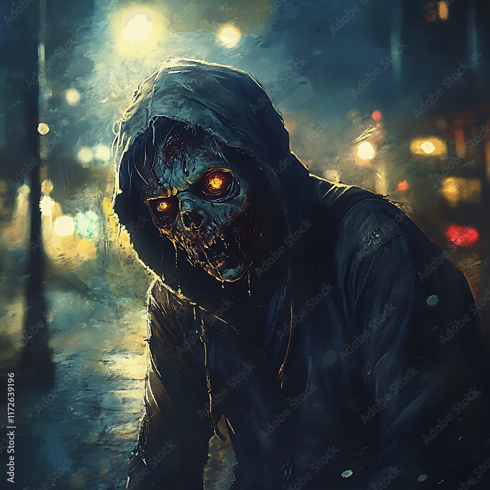 Nightmarish Zombie in Urban Setting Nightmarish Zombie in Urban Setting