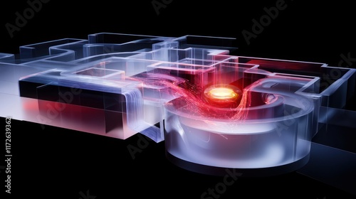Abstract representation of a dynamic energy flow in a structure.