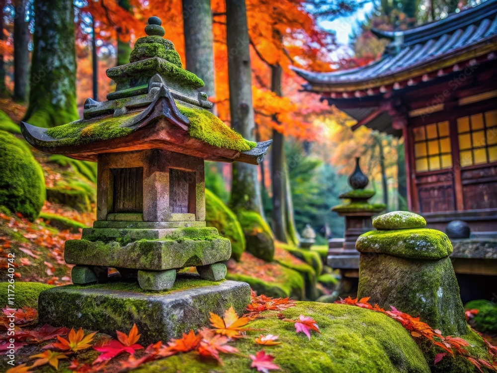 Obraz premium Close-up shots reveal the exquisite detail of Kyoto's shrines, capturing sacred objects and Zen garden tranquility.
