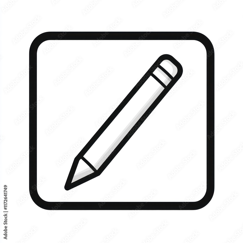 A Simple Pencil Icon Inside a Square Frame A Simple Pencil Icon Inside a Square Frame