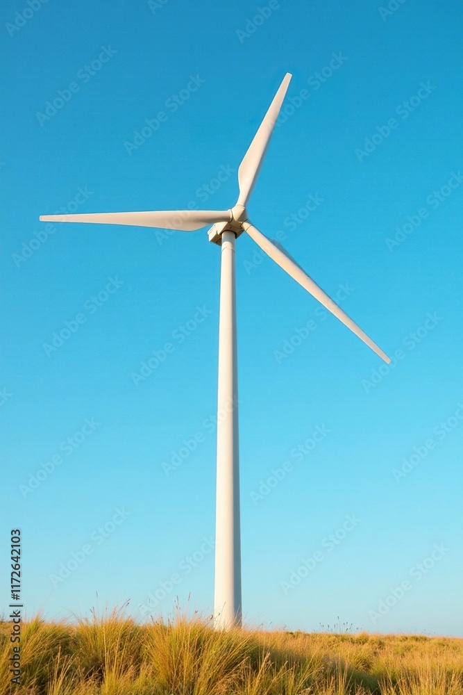 Windmill blades spin in the breeze against a clear blue sky, windmill, blades Windmill blades spin in the breeze against a clear blue sky, windmill, blades