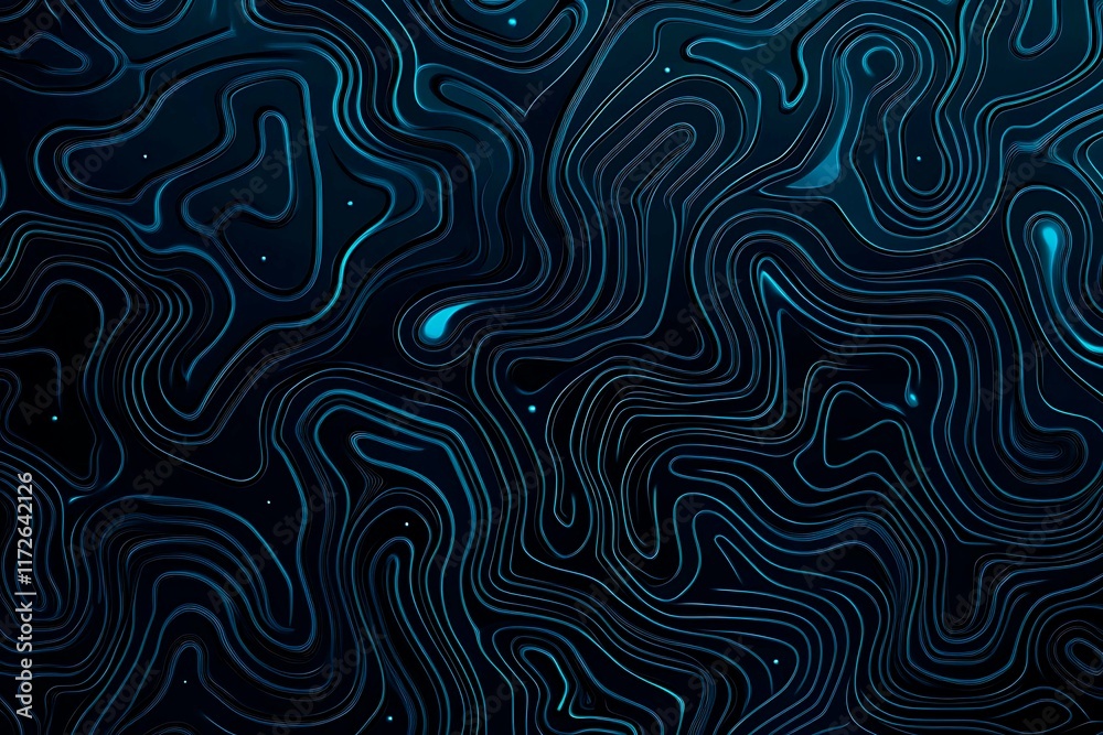 Obraz premium Abstract close-up of a glowing blue digital circuit board, showcasing intricate connections and technological design on a black background. 