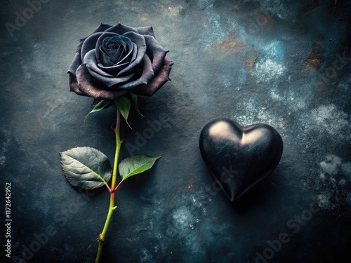 Deadly black flowers bloom in a gothic heart, a dangerous, obsessive love's poisonous romance.
