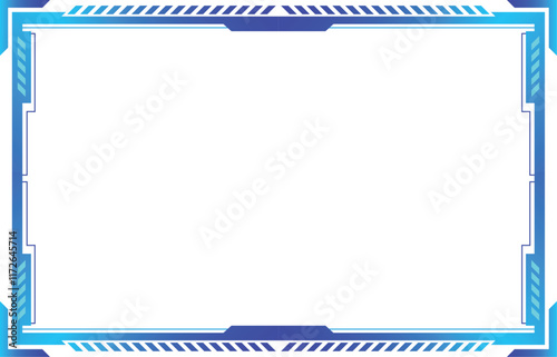 Twitch Overlay Futuristic Blue Frame Design with Technological Neon Lighting Style