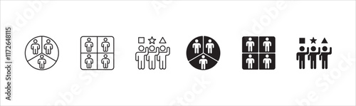 Business teamwork and connection vector icon set. Business network icons. Contains symbol icons of connection, collaboration, management, team, group, relationship, leadership, deliberation, forum.
