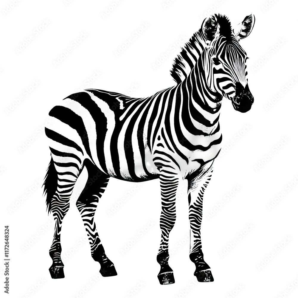Obraz premium Black and white zebra illustration isolated on a white background