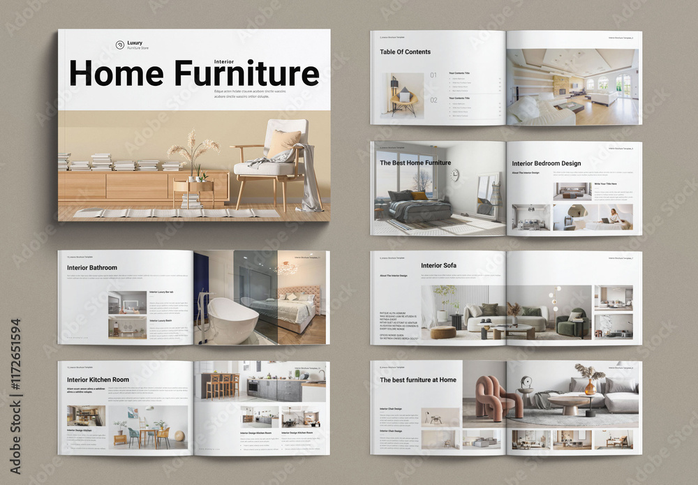 Interior Design Brochure Template Design Layout Landscape Stock ...