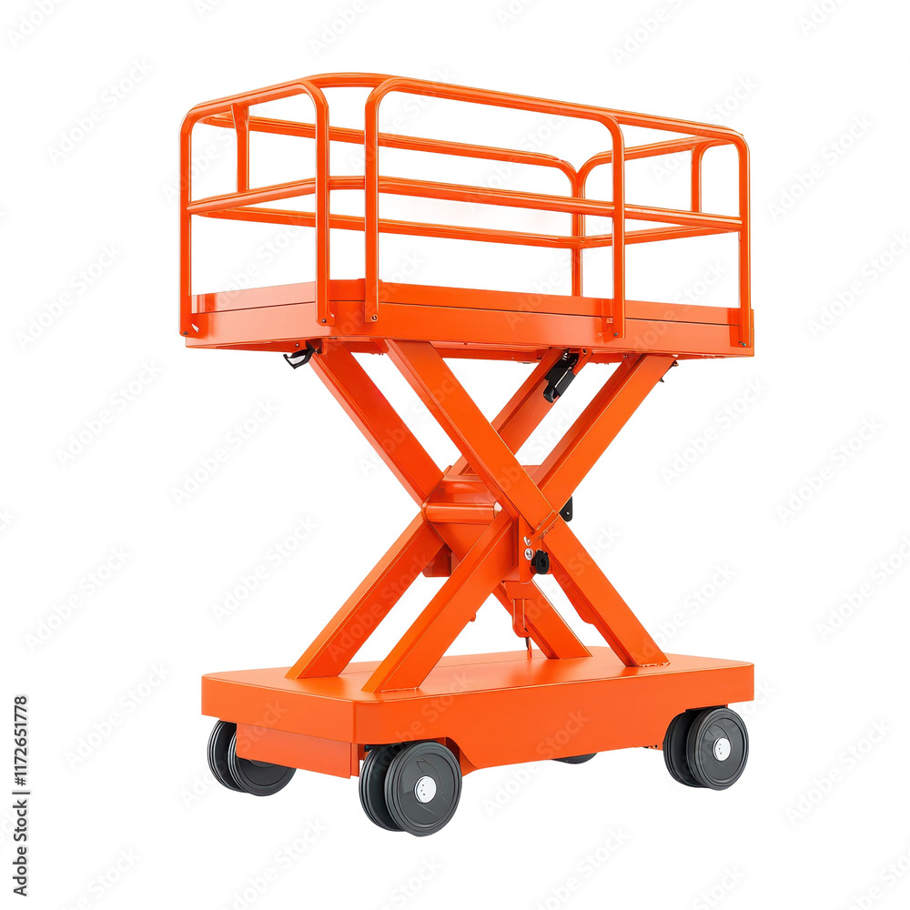 Compact Orange Hydraulic Lift with Scissor Mechanism Compact Orange Hydraulic Lift with Scissor Mechanism
