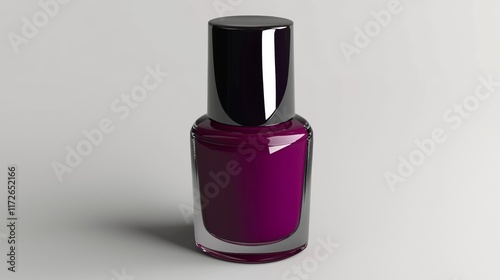 Elegant purple nail polish bottle displayed on a clean surface with soft lighting, perfect for beauty enthusiasts and professionals