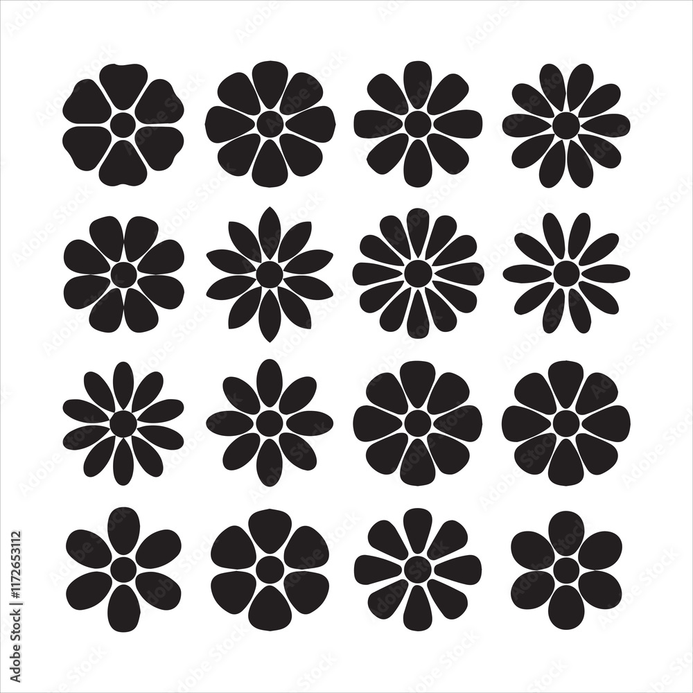 Flower set silhouette vector illustration. Flower set silhouette vector illustration.