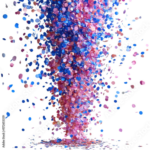 Colorful confetti scattered on a clean white backdrop, creating a festive and playful atmosphere, ideal for celebrations and joyful occasions photo