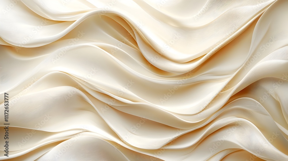 Obraz premium Elegant Minimalist Fabric Waves Forming Graceful Curves in Soft Beige Tones