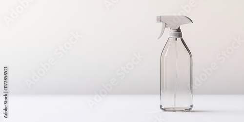 Sustainability, Eco friendly products and packaging. Empty spray bottle on a minimalist background, ideal for cleaning or DIY projects. photo