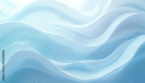Serene and Calming Abstract Waves of Light Blue Flowing Over Each Other in an Ethereal Landscape